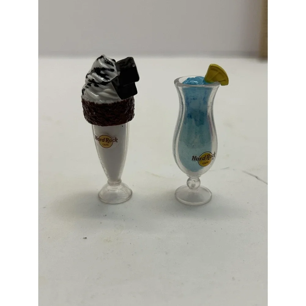 Hard Rock Cafe Mini Drink Figurines Lot 2 Milkshake Blue Cocktail Small Plastic